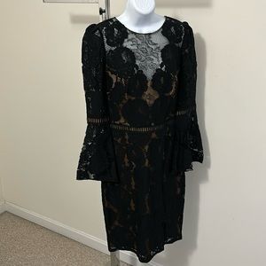 Long sleeve black and nude lace dress. Stunning! Pristine worn once.